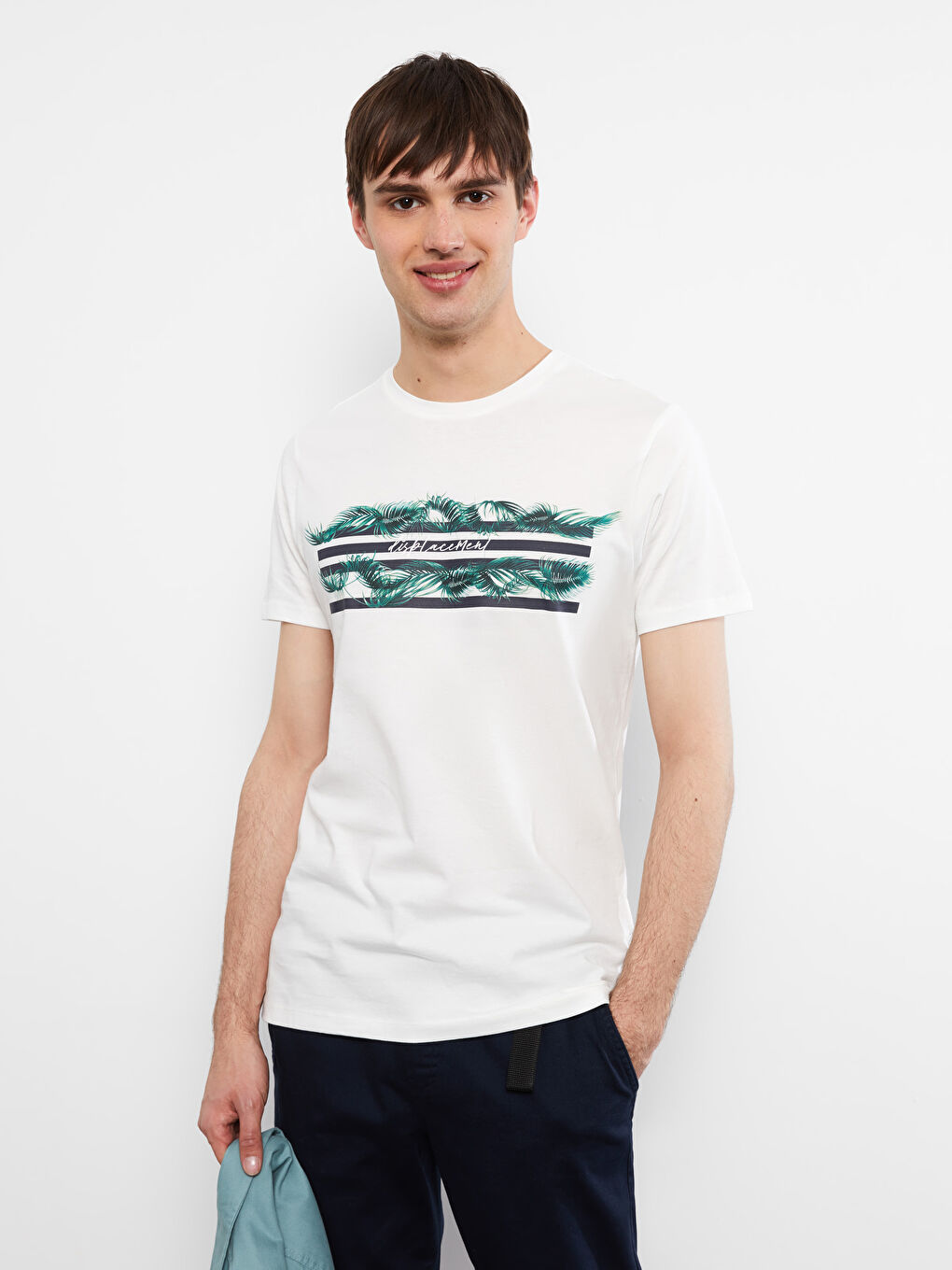 Crew Neck Short Sleeve Printed Combed Cotton Men's T-shirt