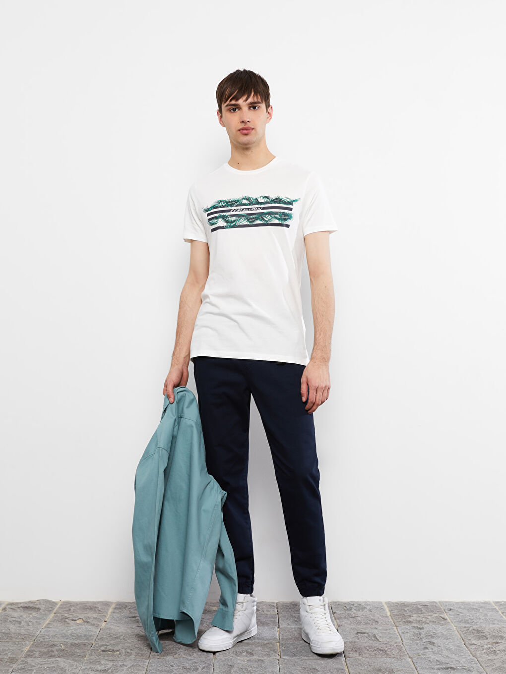 Crew Neck Short Sleeve Printed Combed Cotton Men's T-shirt-1