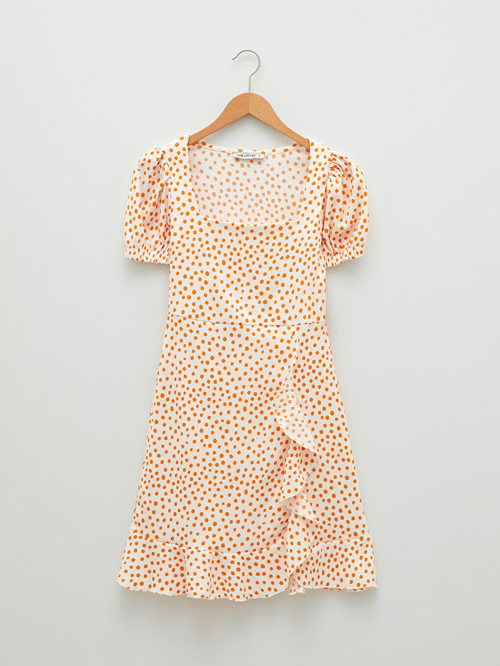 Square Collar Polka Dot Short Sleeve Women's Dress-5