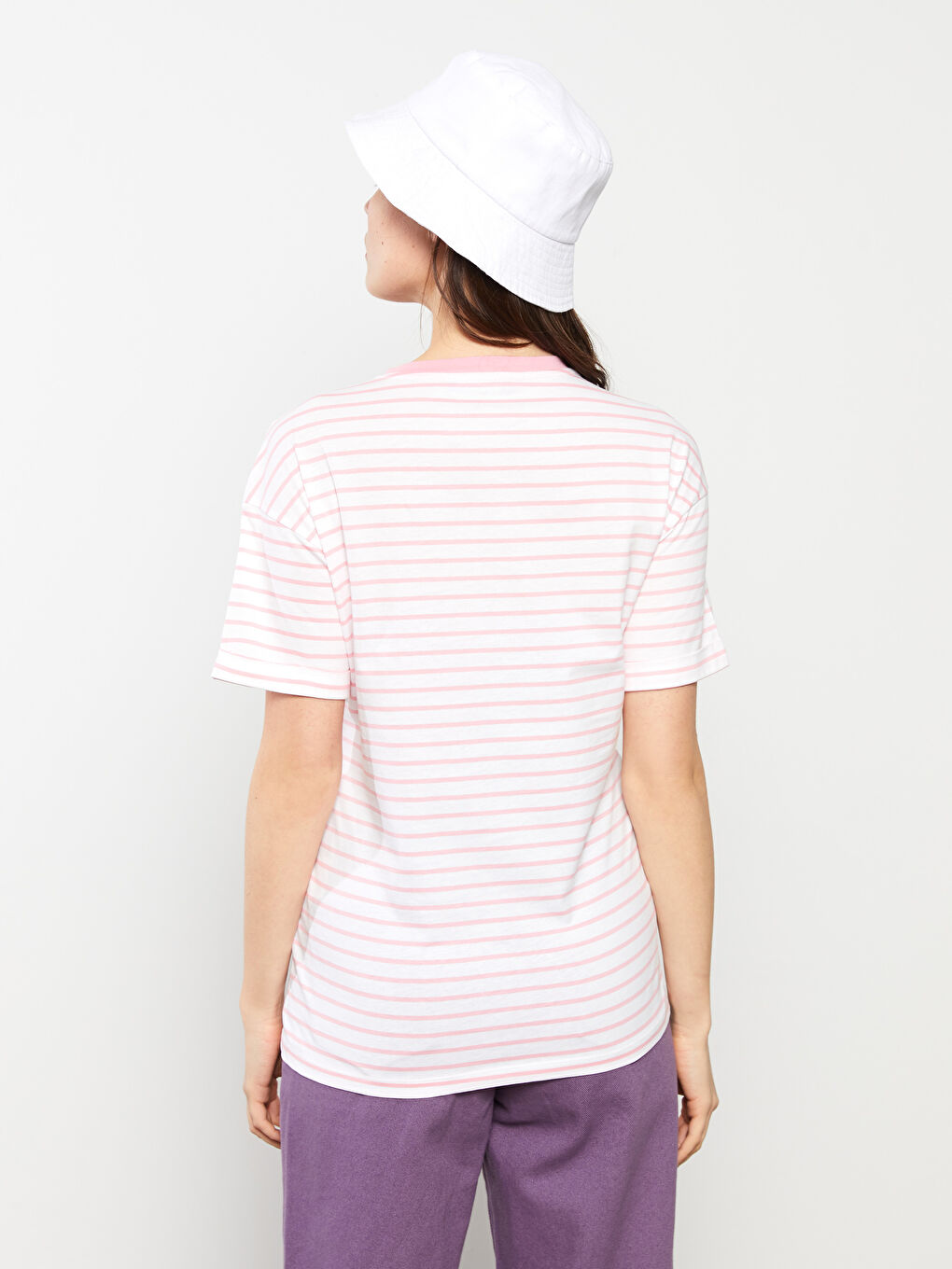 تي شيرت حمل ياقة دائرية مخطط كم قصير قطن-4