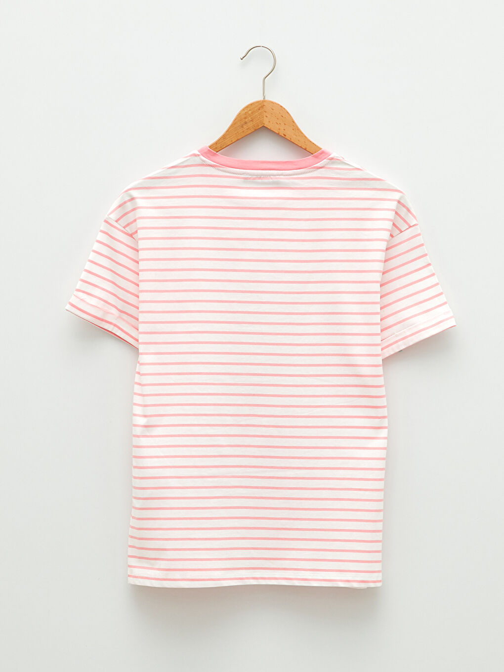 تي شيرت حمل ياقة دائرية مخطط كم قصير قطن-6