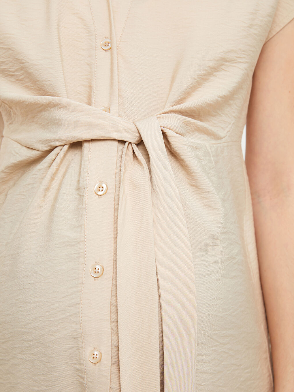 Shirt Collar Plain Short Sleeve Maternity Dress -S2FA91Z8-G1Y