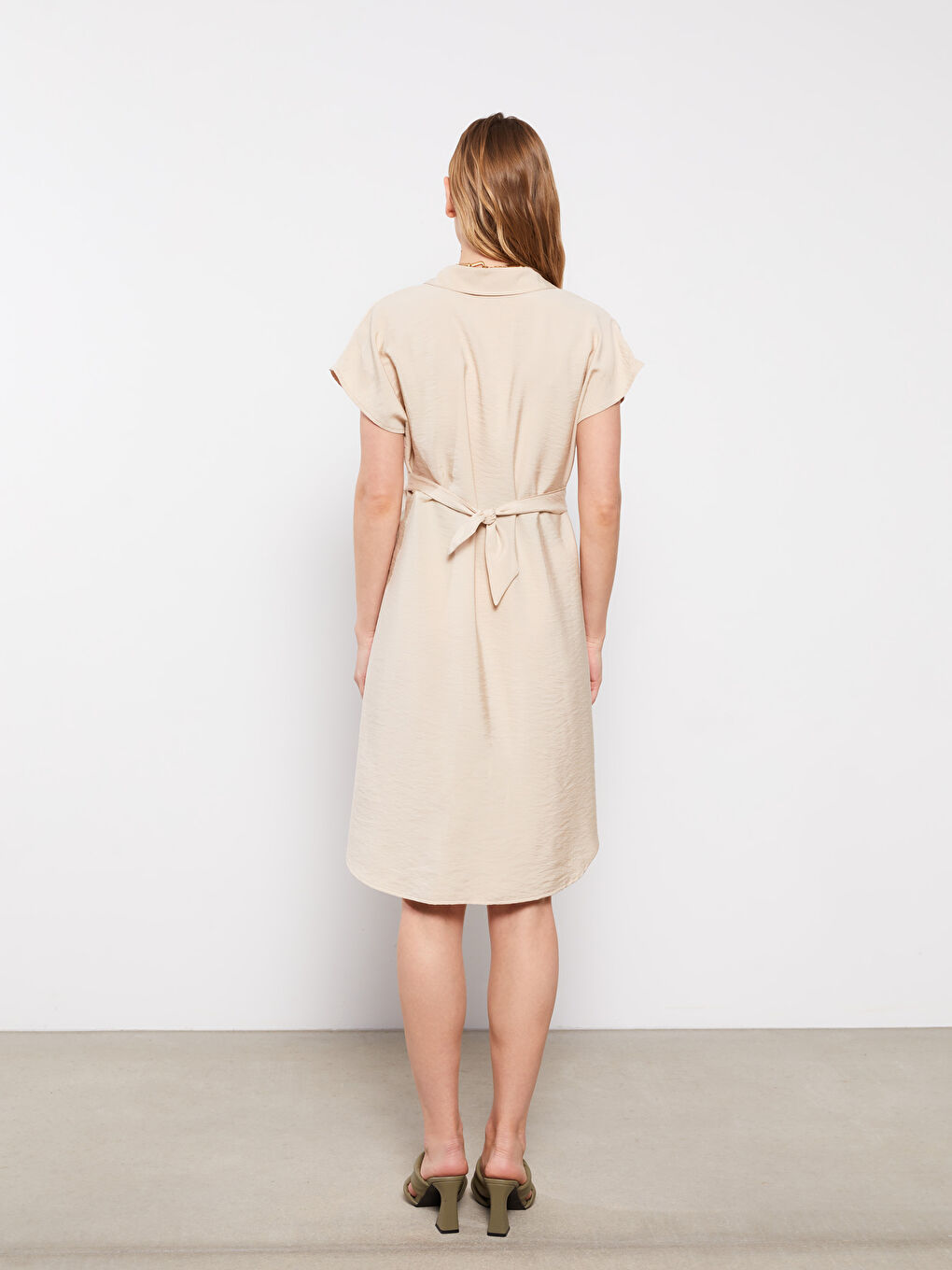 Shirt Collar Plain Short Sleeve Maternity Dress -S2FA91Z8-G1Y