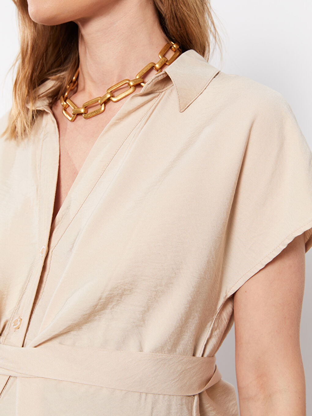 Shirt Collar Plain Short Sleeve Maternity Dress -S2FA91Z8-G1Y