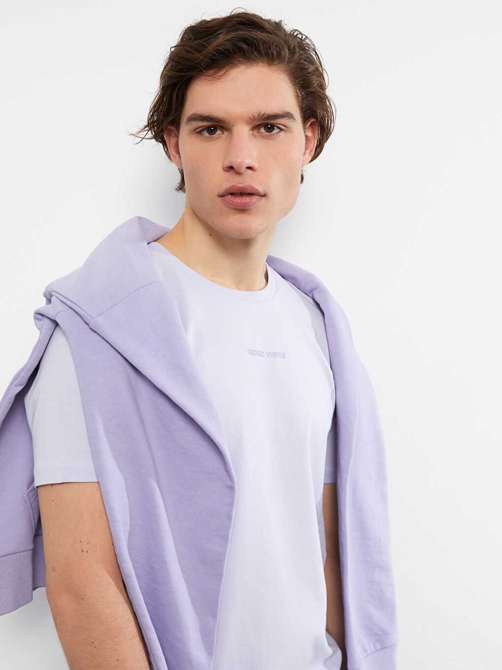 T-shirt pour hommes en coton peigné imprimé à manches courtes et col rond-2