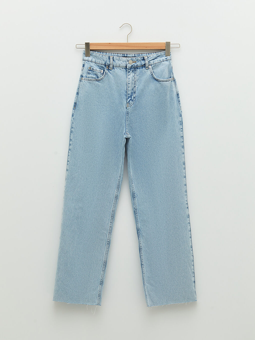 جينز نسائي بوسط عالي وموديل المريخ واسع-5