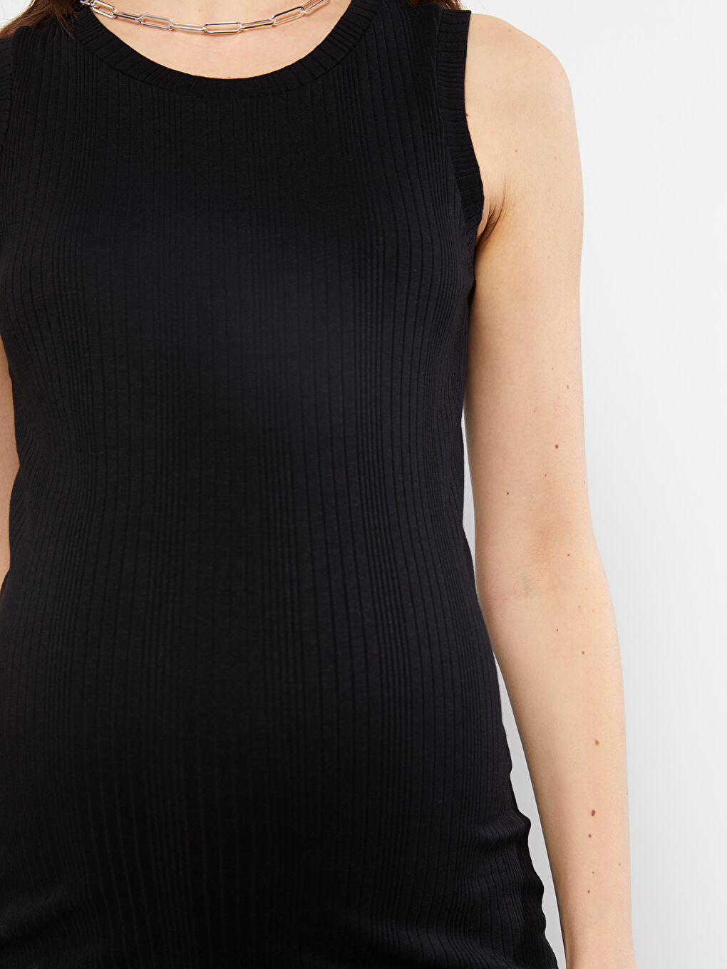 Siyah Bisiklet Yaka Düz Pamuklu Hamile Atlet-4