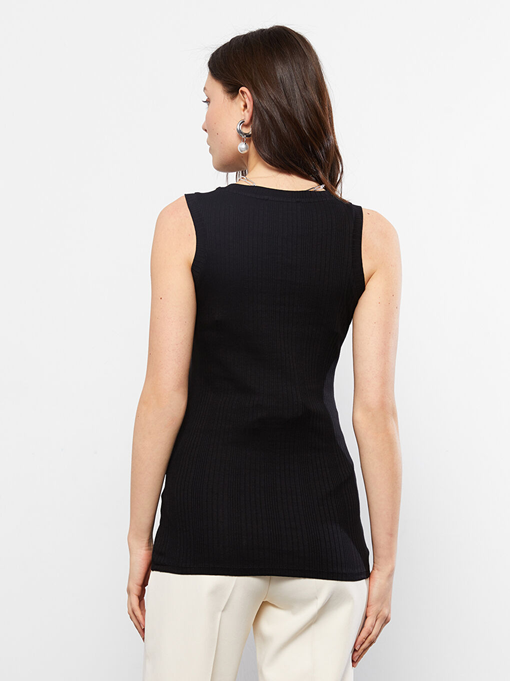 Siyah Bisiklet Yaka Düz Pamuklu Hamile Atlet-5