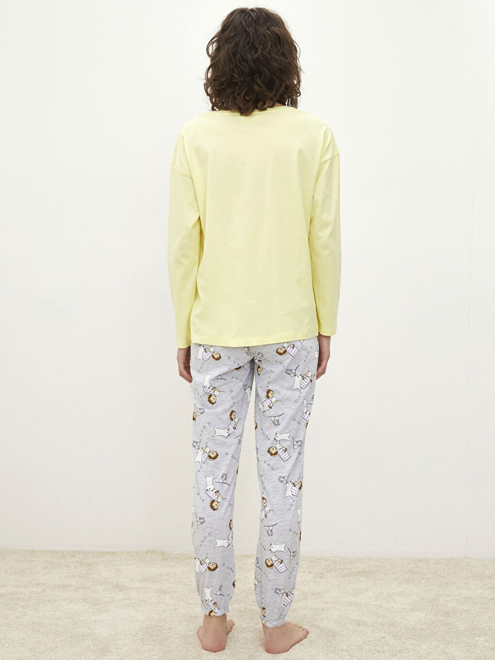 Ensemble de Pyjama Imprimé à Encolure Bateau et Manches Longues pour Femmes-2