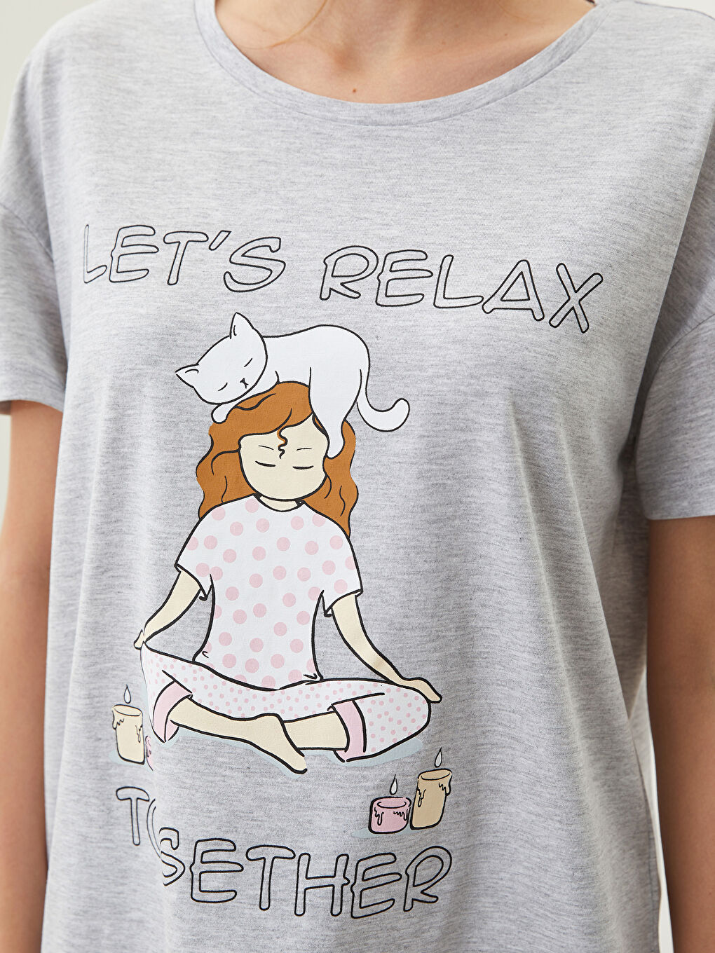 Mavi Bisiklet Yaka Baskılı Kısa Kollu Kadın Pijama Takımı-2