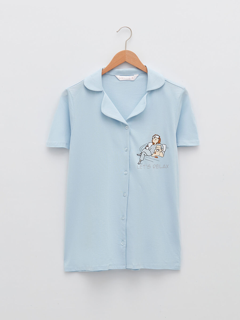 Shirt Neck Printed Short Sleeve Cotton Women's Pajama Set-6