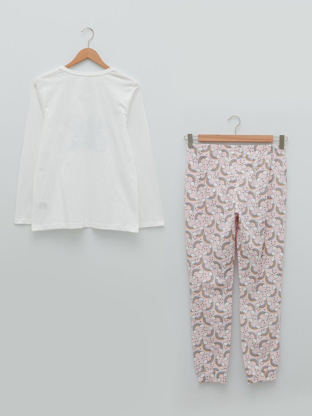 طقم بيجامة كم طويل ياقة دائرية مطبوع قطن للسيدات-6