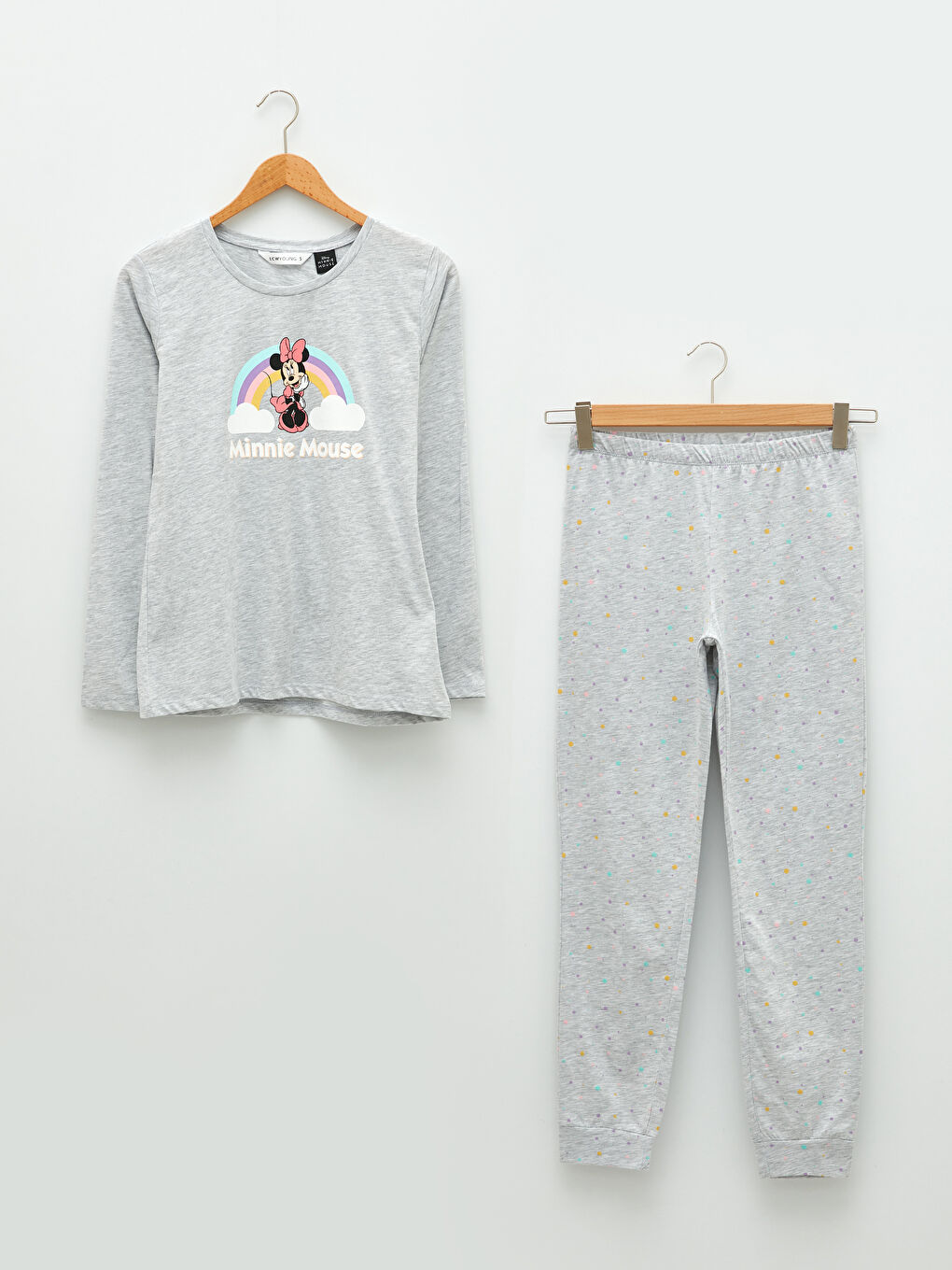 Crew Neck Minnie Mouse Printed Long Sleeve Women's Pajama Set-5