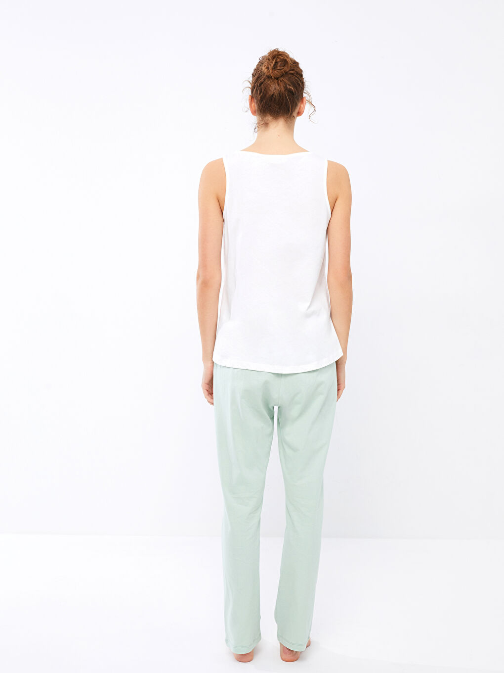 U-Neck Printed Sleeveless Cotton Women's Pajamas Set -S2FB86Z8-G4G