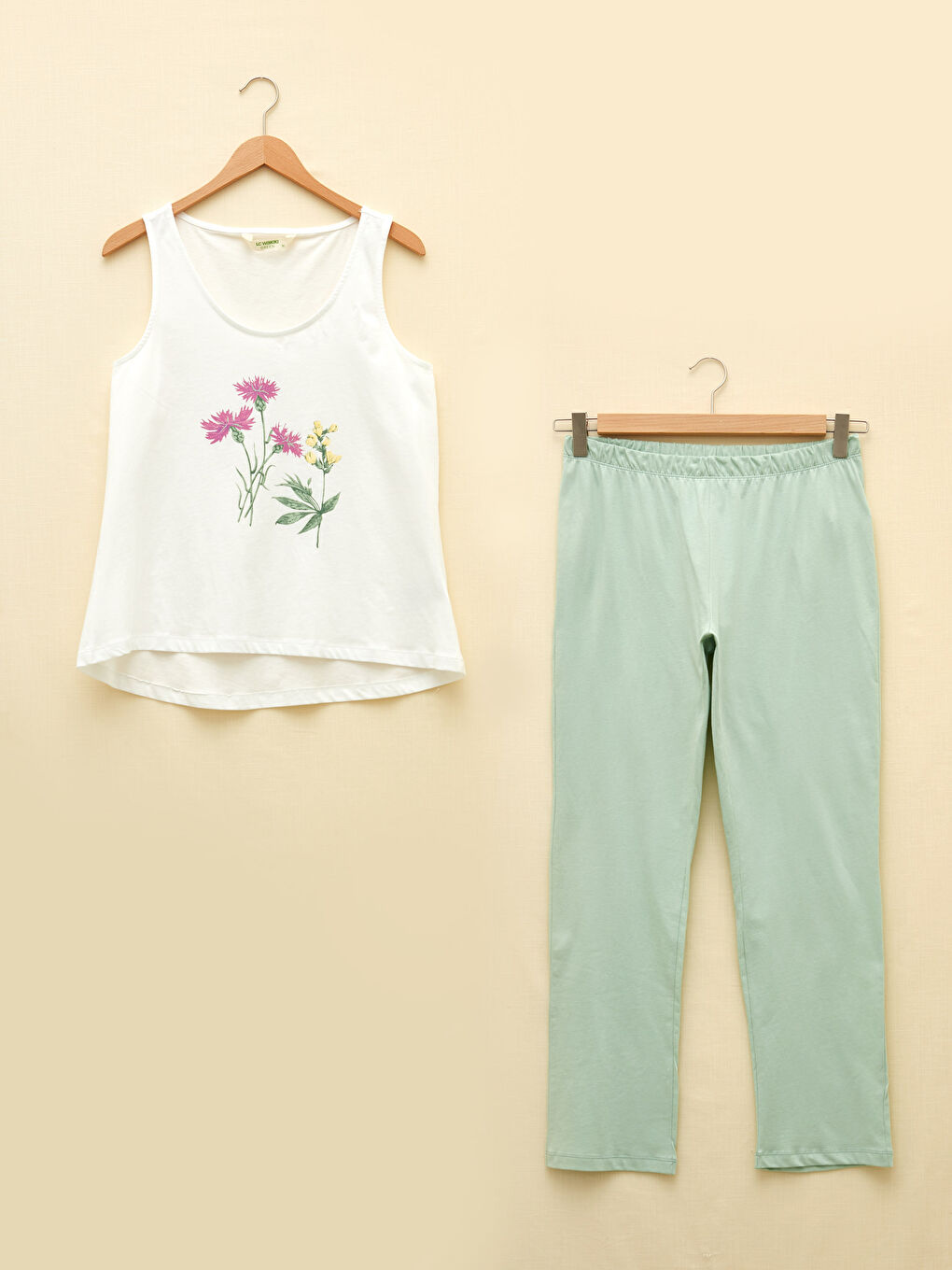 U-Neck Printed Sleeveless Cotton Women's Pajamas Set -S2FB86Z8-G4G