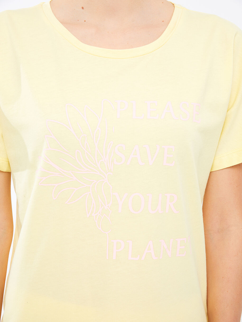 طقم بيجامة ياقة دائرية كم قصير مطبوع قطن للسيدات-3