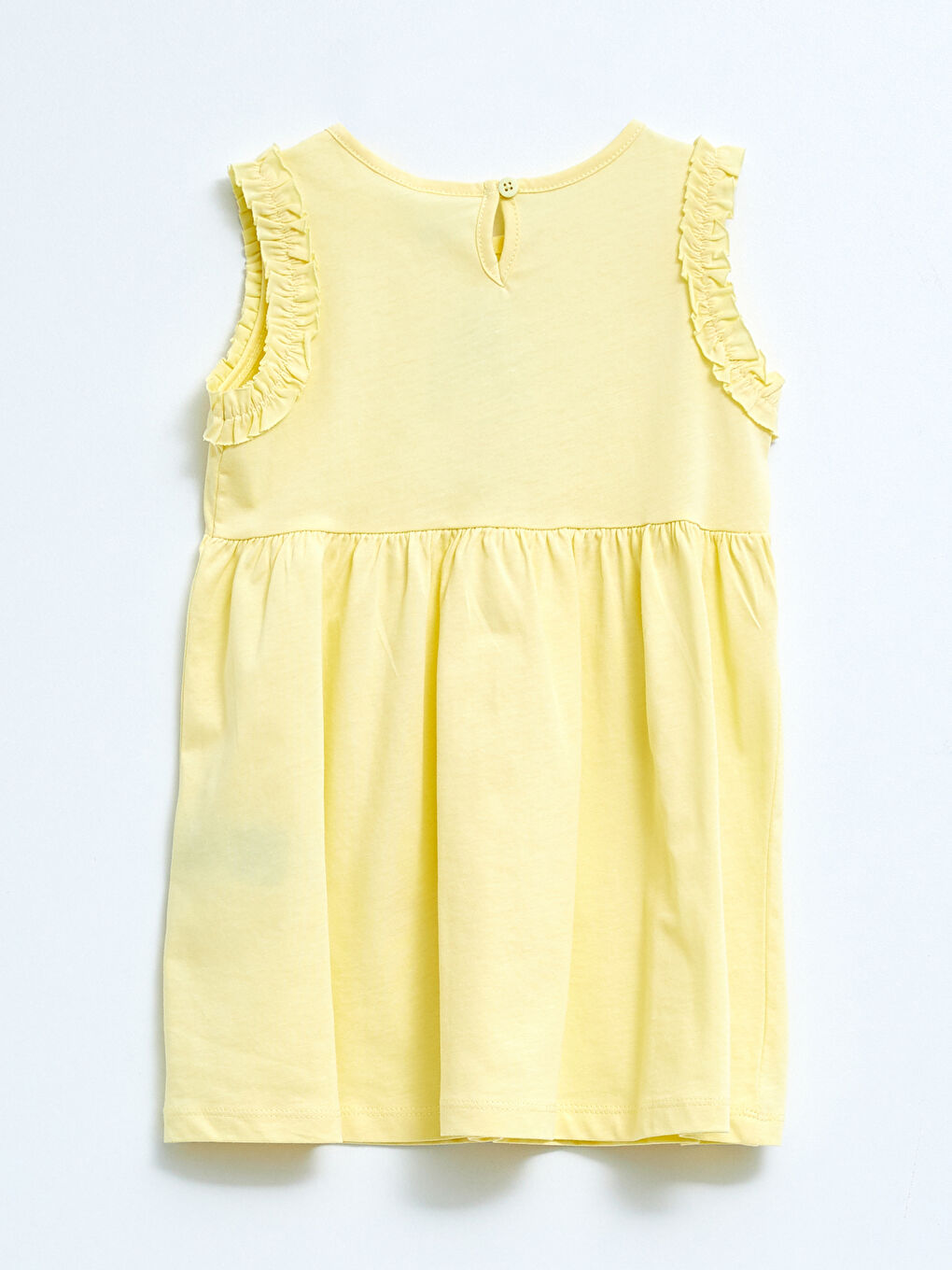 Дөңгелек жағалы принтті мақтадан жасалған қыз балаларға арналған көйлек-1