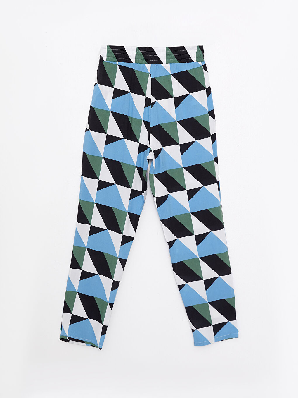 Elastic Waist Comfortable Pattern Patterned Viscose Women's Trousers-6