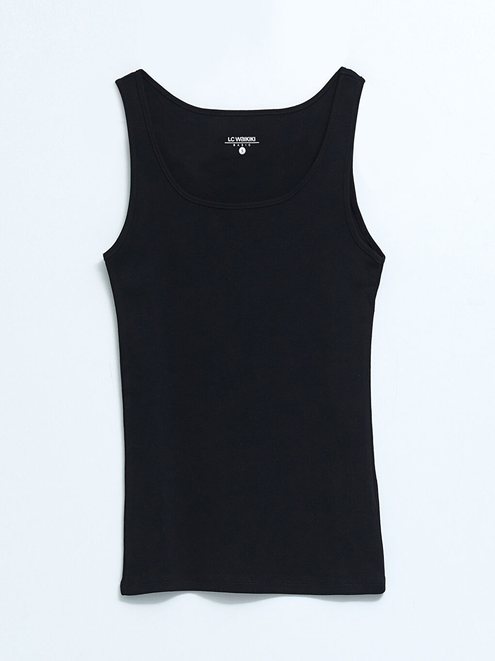 Siyah U Yaka Düz Pamuklu Kadın Atlet-5