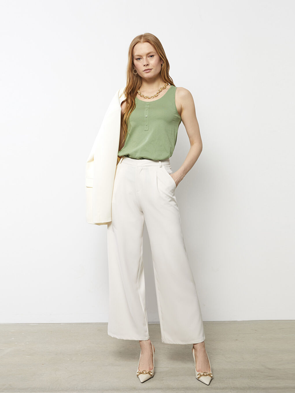 U Neck Plain Cotton Women's Singlet