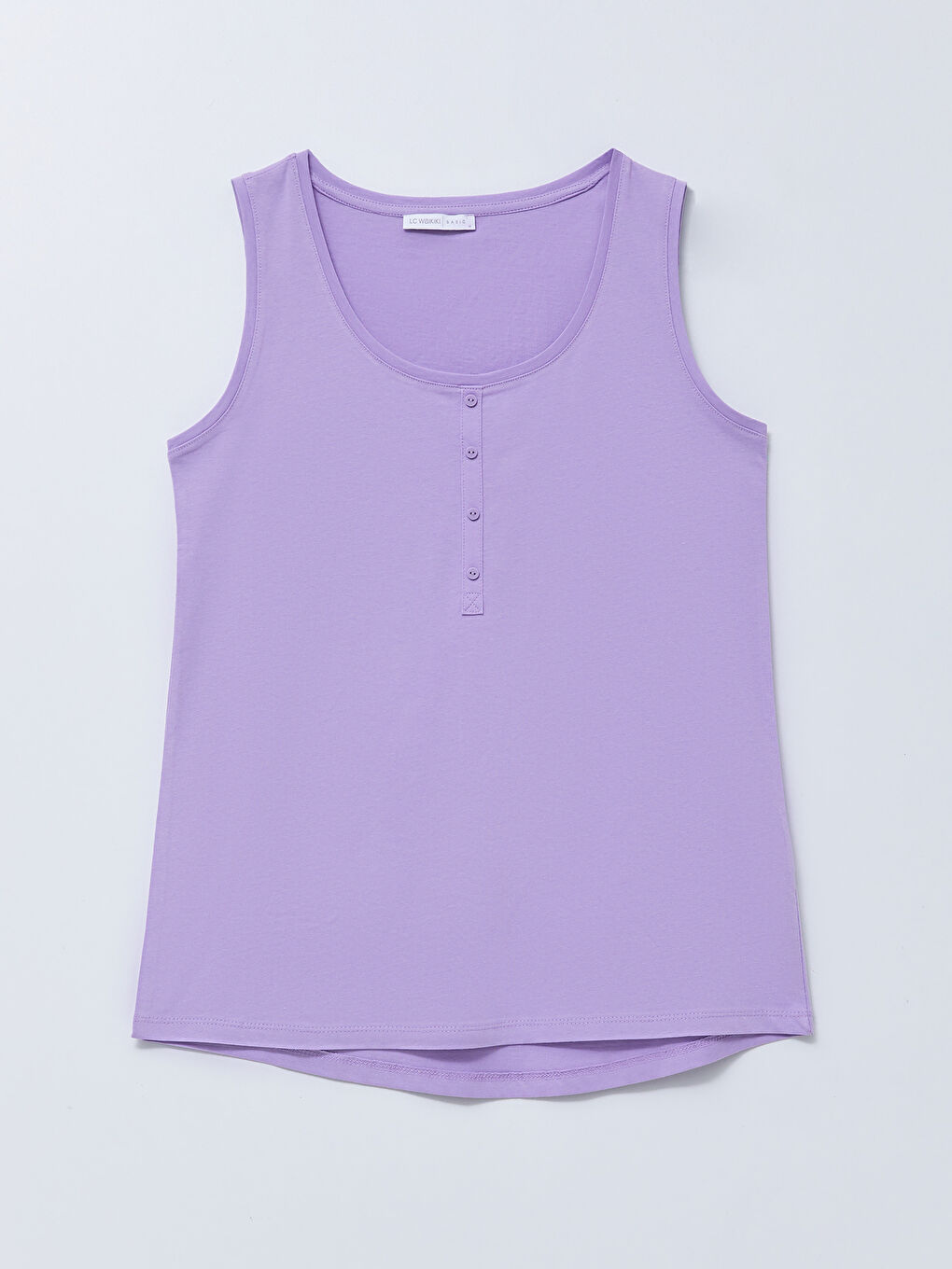 Lila U Yaka Düz Pamuklu Kadın Atlet-5