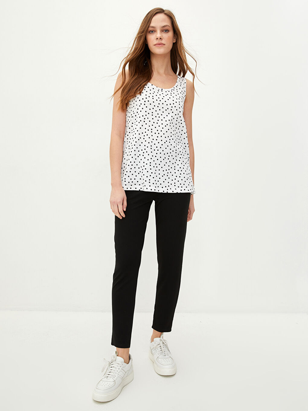 U-Ausschnitt Punktmuster Baumwolle Tanktop für Damen-2