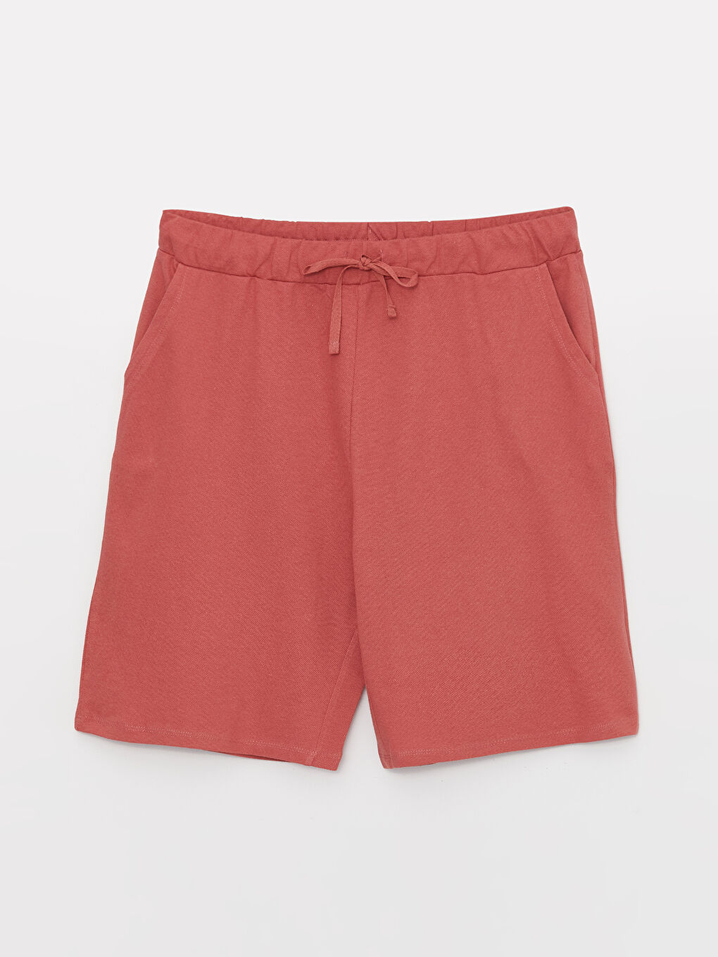 Mercan Beli Lastikli Düz Cep Detaylı Pamuklu Kadın Bermuda Şort