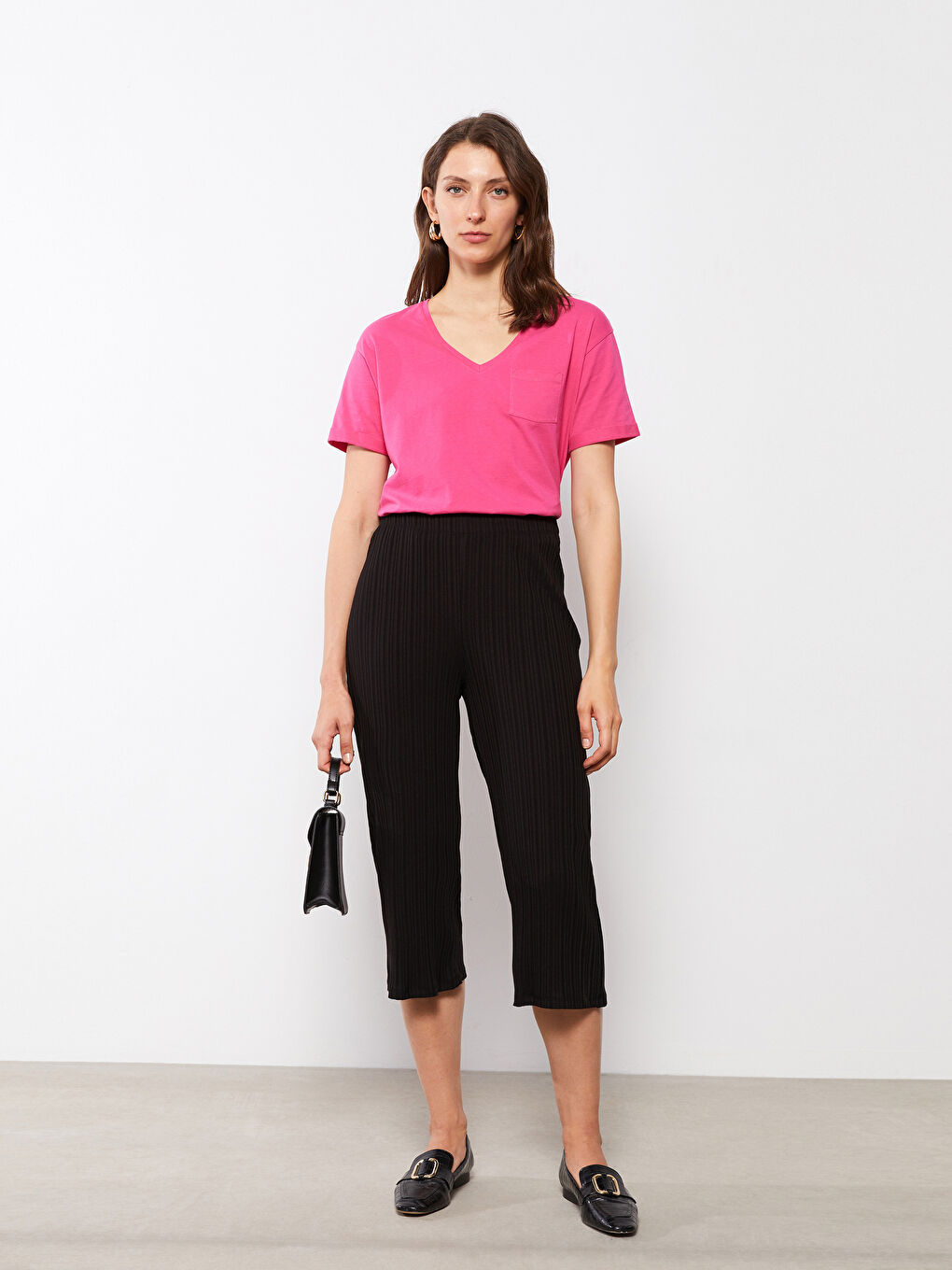 Women Flat Capri With Elastic Waist -S2FC21Z8-CVL