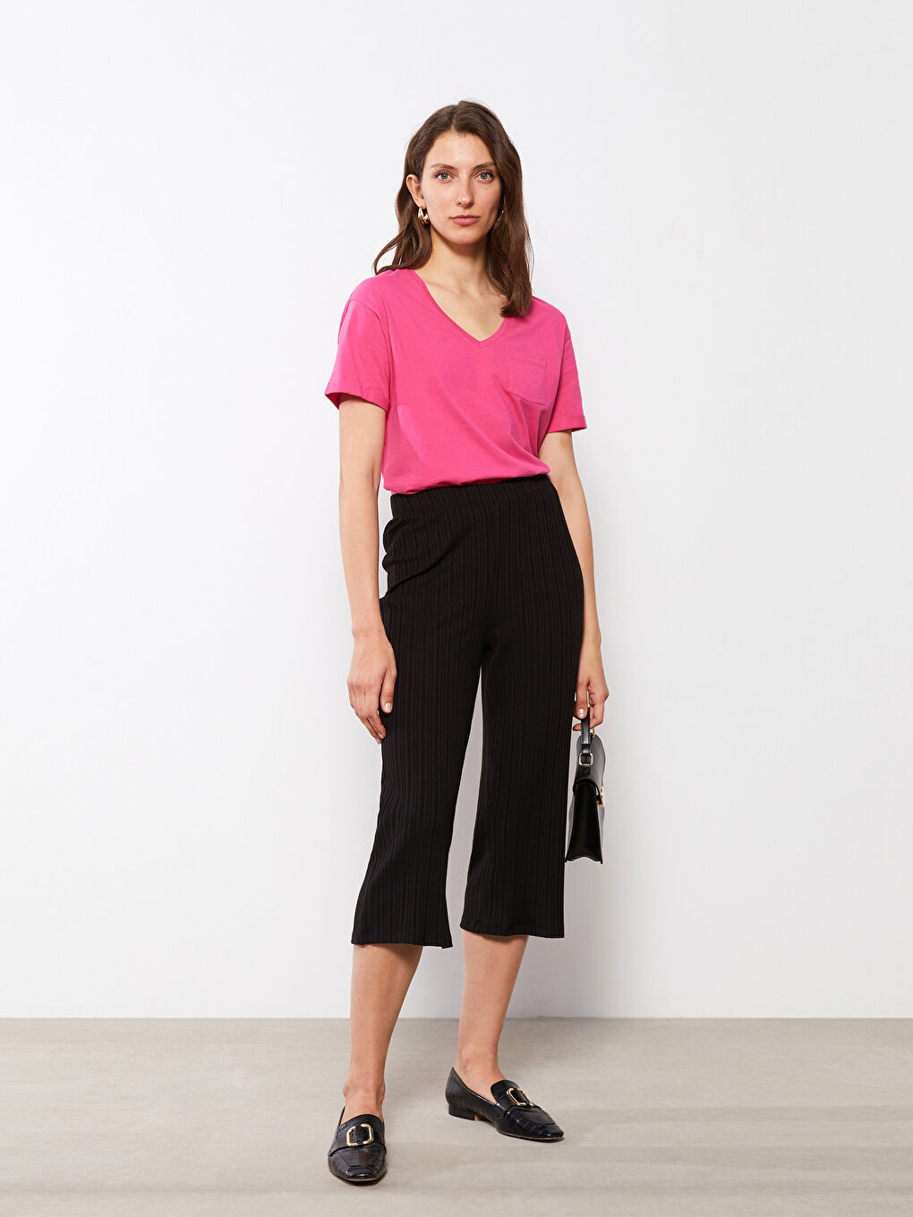Women Flat Capri With Elastic Waist -S2FC21Z8-CVL