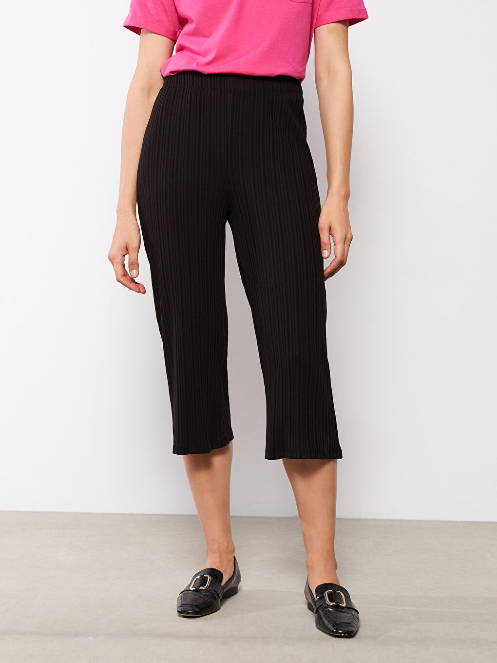 Women Flat Capri With Elastic Waist -S2FC21Z8-CVL
