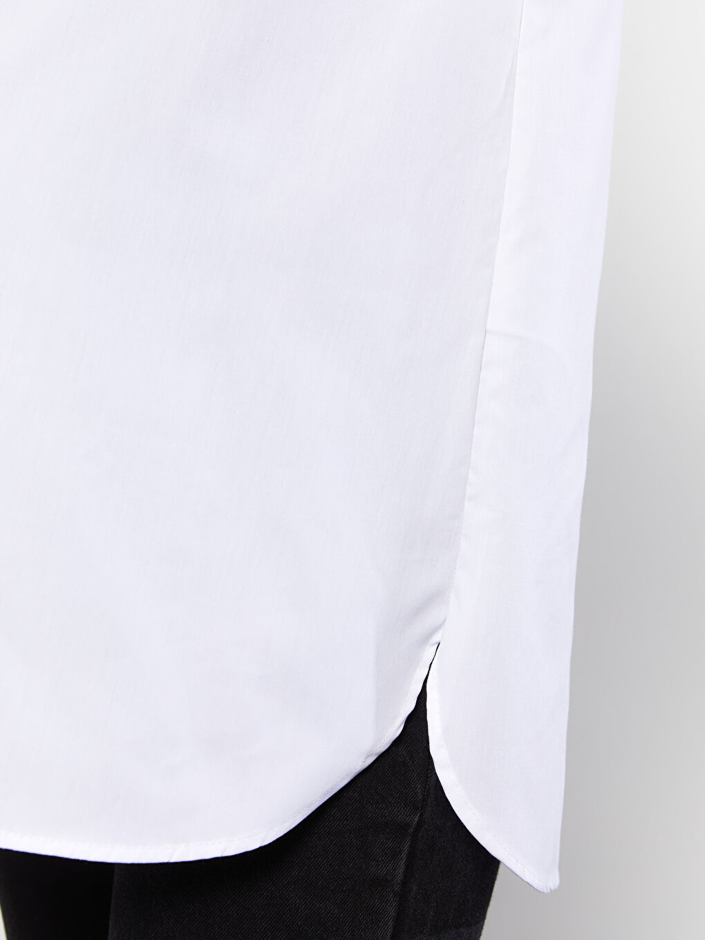 Beyaz Önden Düğme Kapamalı Düz Uzun Kollu Poplin Hamile Gömlek-3