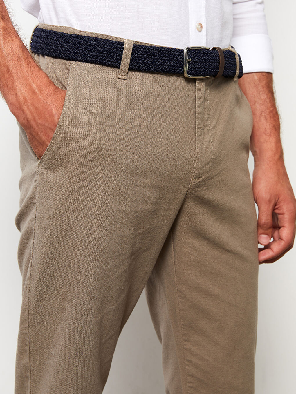 Bej Dar Kalıp Erkek Chino Pantolon-2