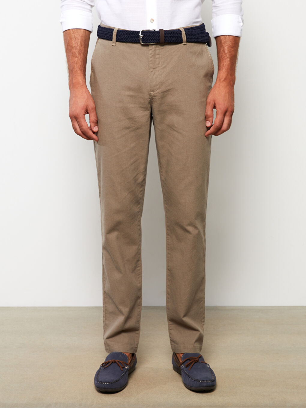 Bej Dar Kalıp Erkek Chino Pantolon-3