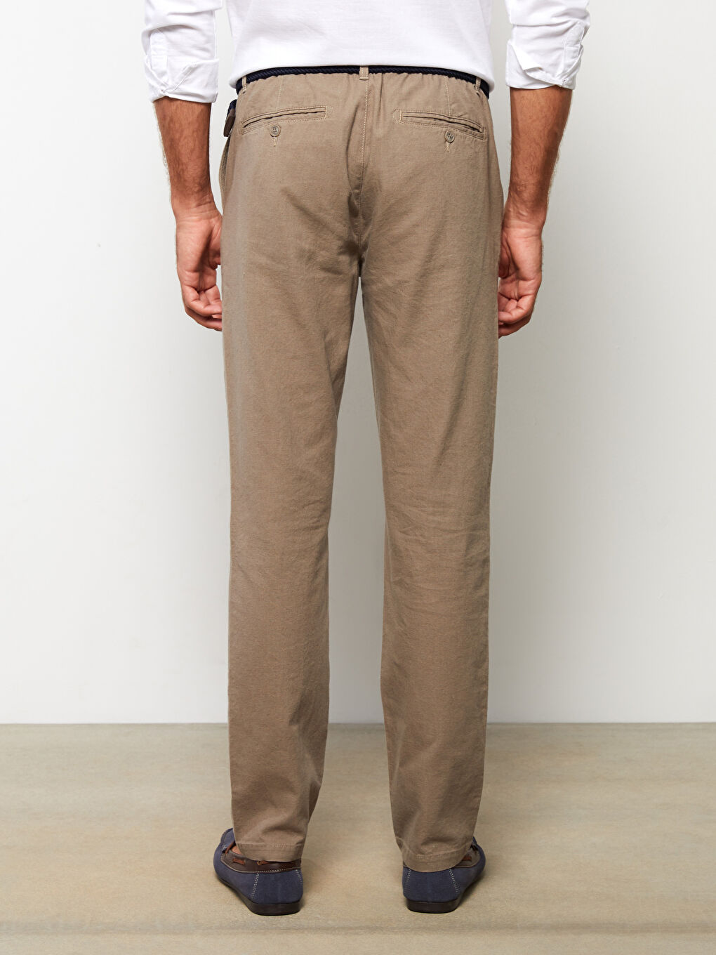 Bej Dar Kalıp Erkek Chino Pantolon-4