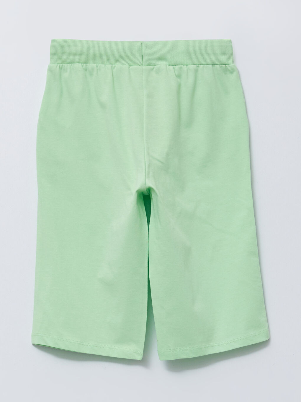 Yeşil Beli Lastikli Baskılı Kız Çocuk Şort-1