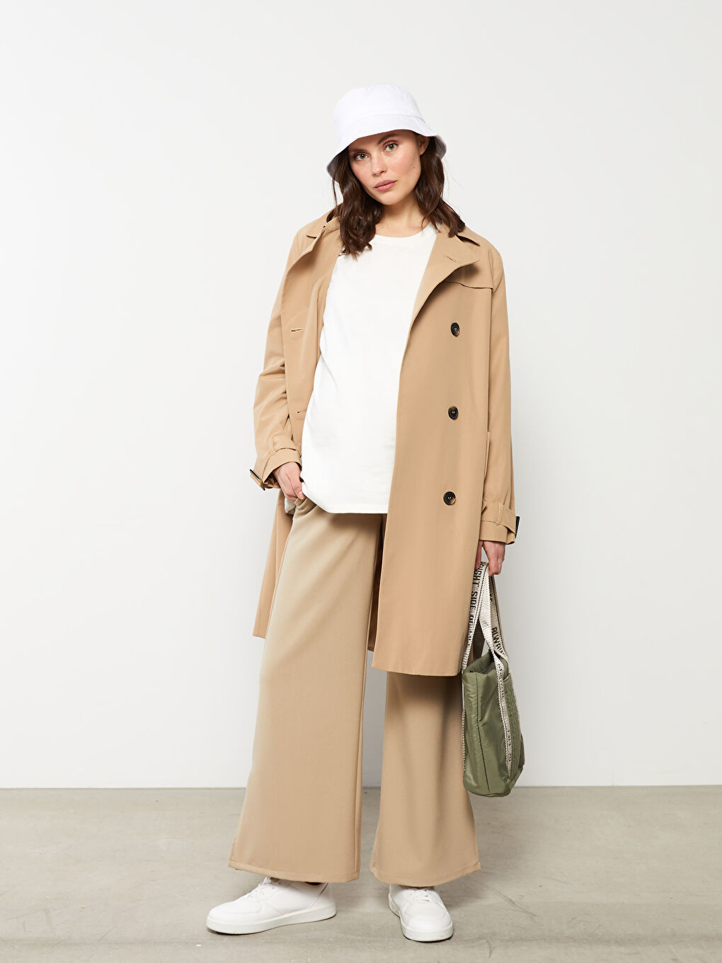 LCWAIKIKI Maternity Bej Karın Panelli Standart Fit Düz Cep Detaylı Gabardin Hamile Pantolon - 2