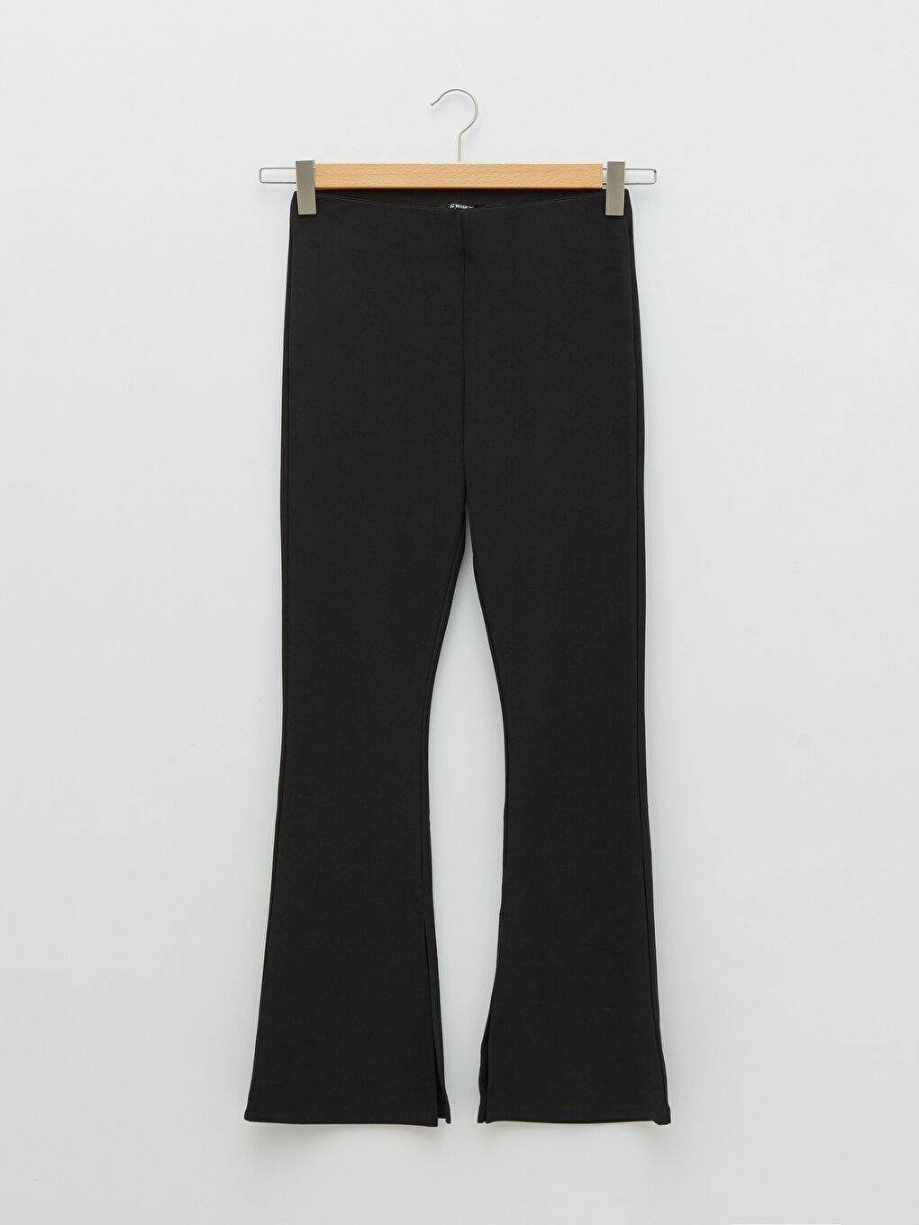 بنطلون حوامل ساق واسعة إسباني بقصة عادية و خصر مطاطي-4