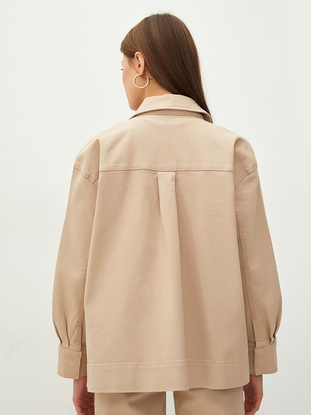 Collared Neck Women's Denim Jacket-4