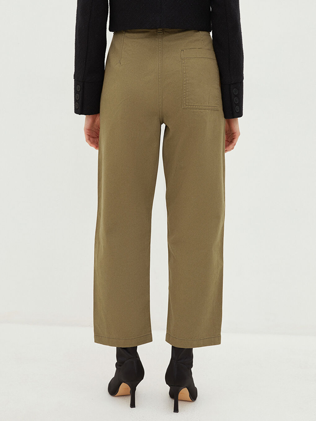 Blugi cu Talie Înaltă, Croială Standard, Detalii Buzunar pentru Femei-3