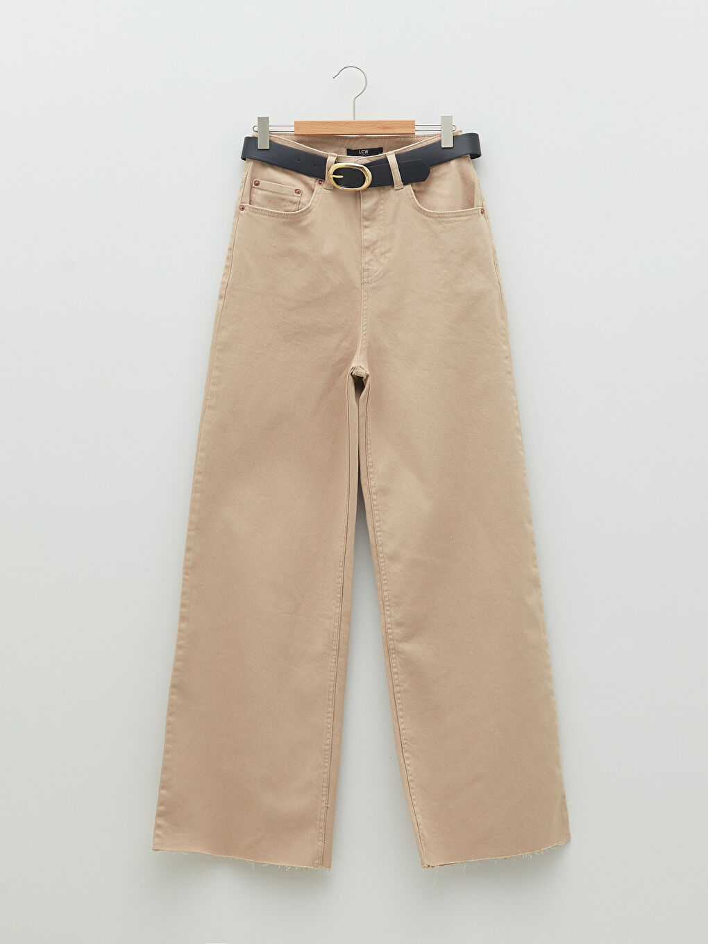 High Waist Standard Fit Pocket Detailed Wide Leg Women's Jean Trousers-5