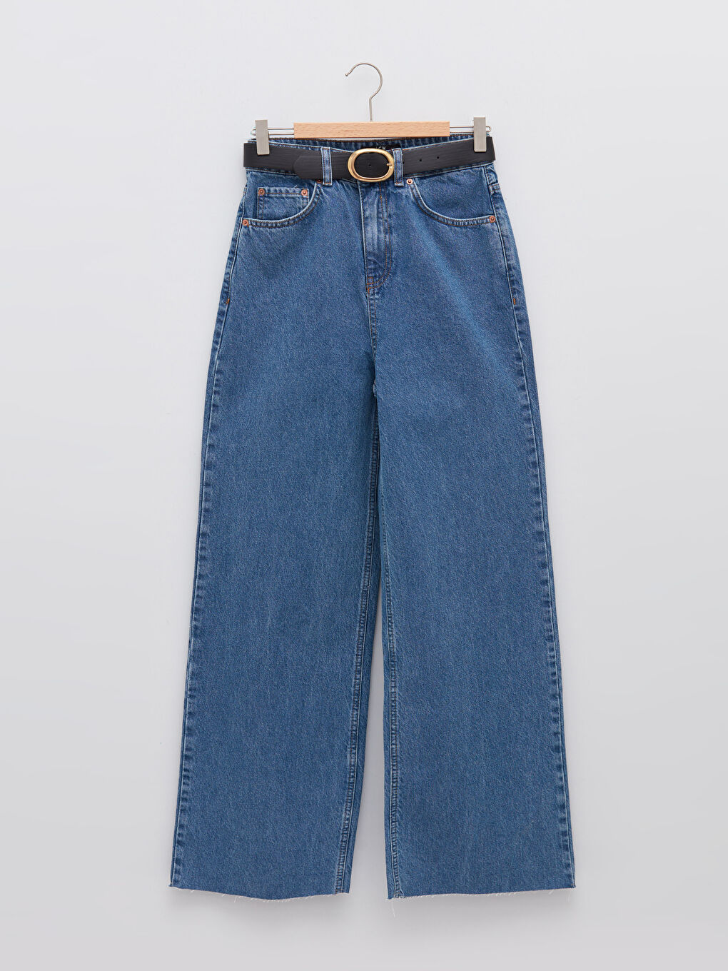 İndigo Yüksek Bel Standart Fit Cep Detaylı Kadın Rodeo Jean Pantolon-6