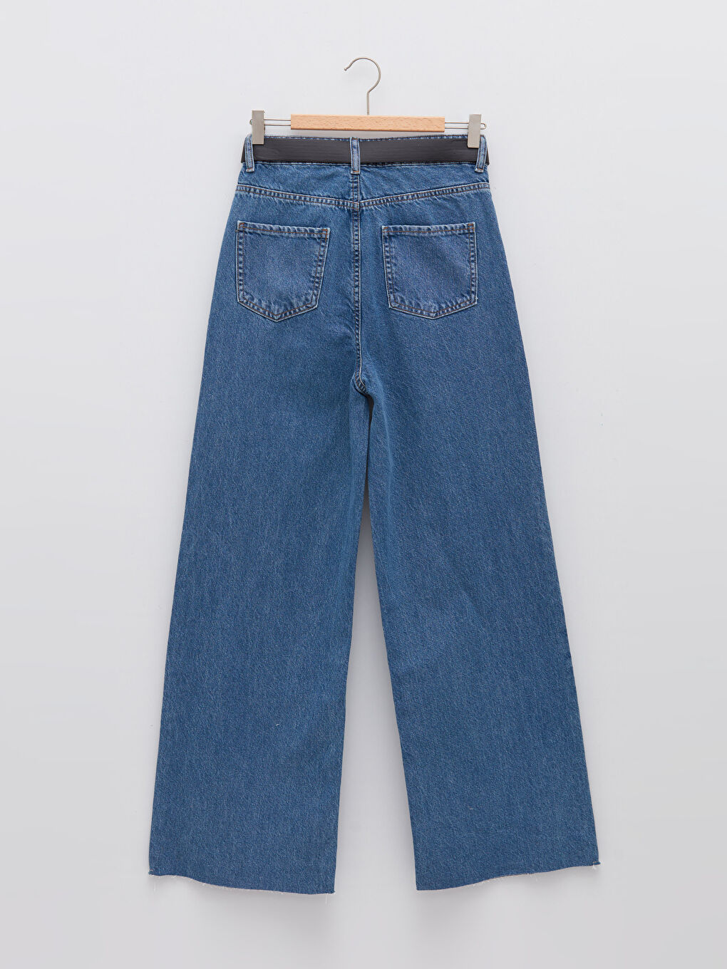 İndigo Yüksek Bel Standart Fit Cep Detaylı Kadın Rodeo Jean Pantolon-7