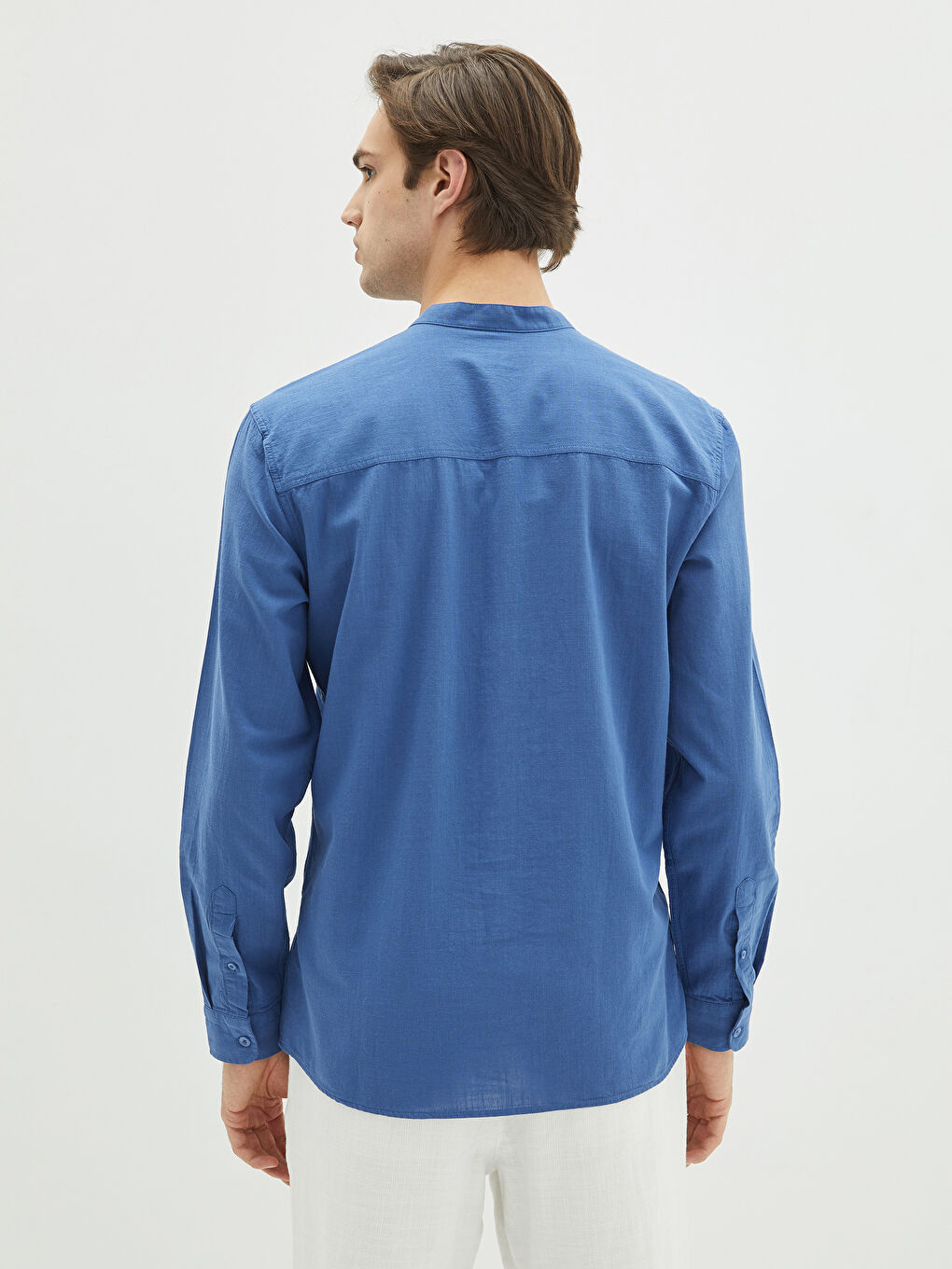 XSIDE Slim Fit Grandad Collar Long Sleeve Men's Shirt -S2FD48Z8-HRQ