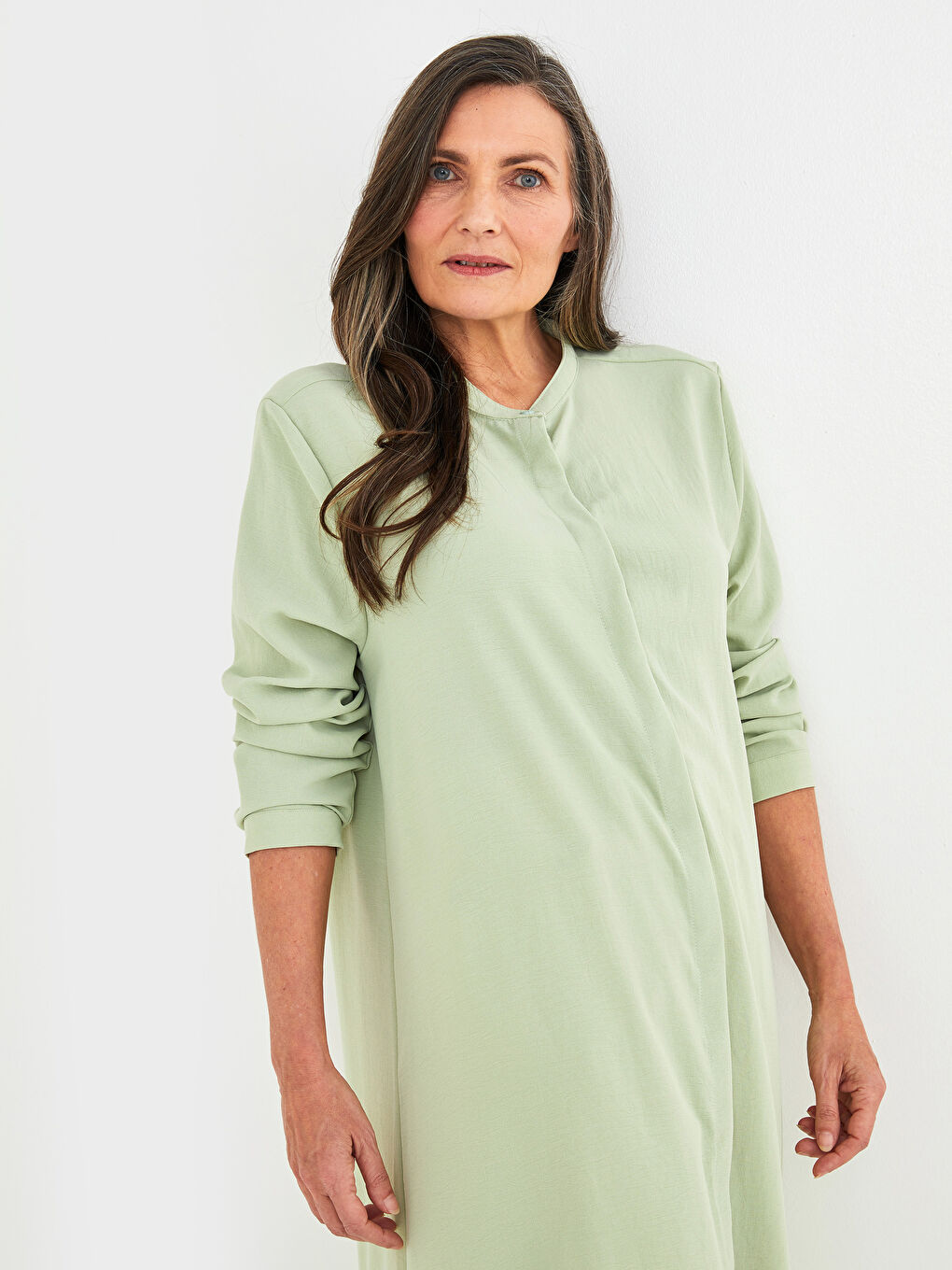 Crew Neck Plain Long Sleeve Women's Tunic-5