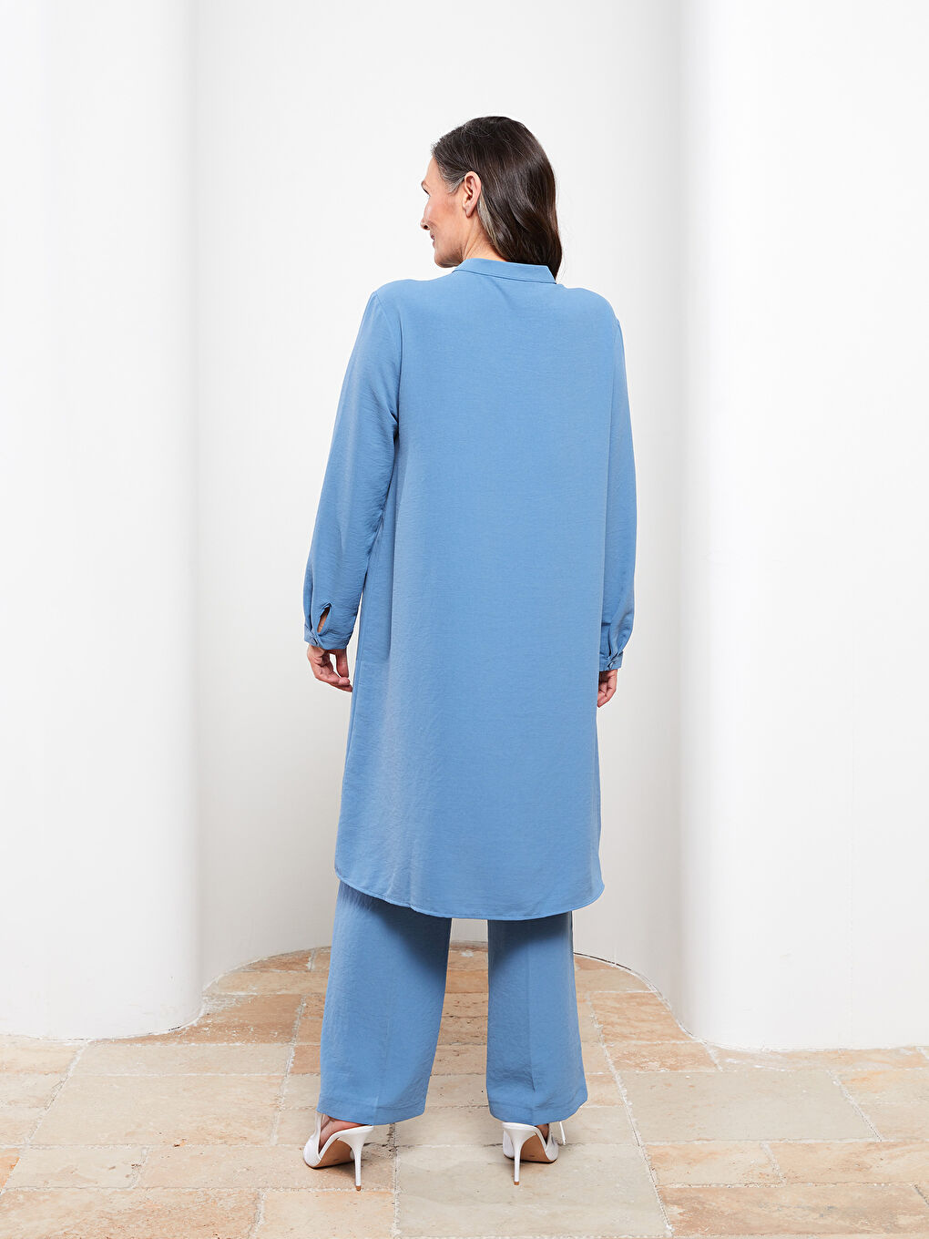 Crew Neck Plain Long Sleeve Women's Tunic-4