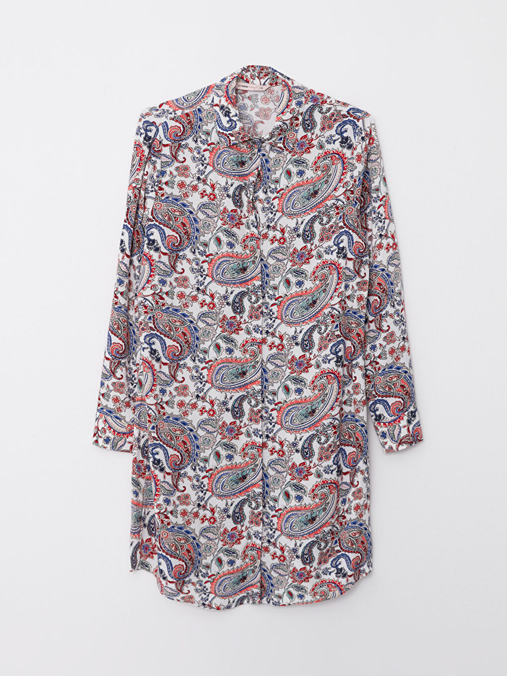 Bej Desenli Uzun Kollu Krinkle Kadın Gömlek Tunik-5