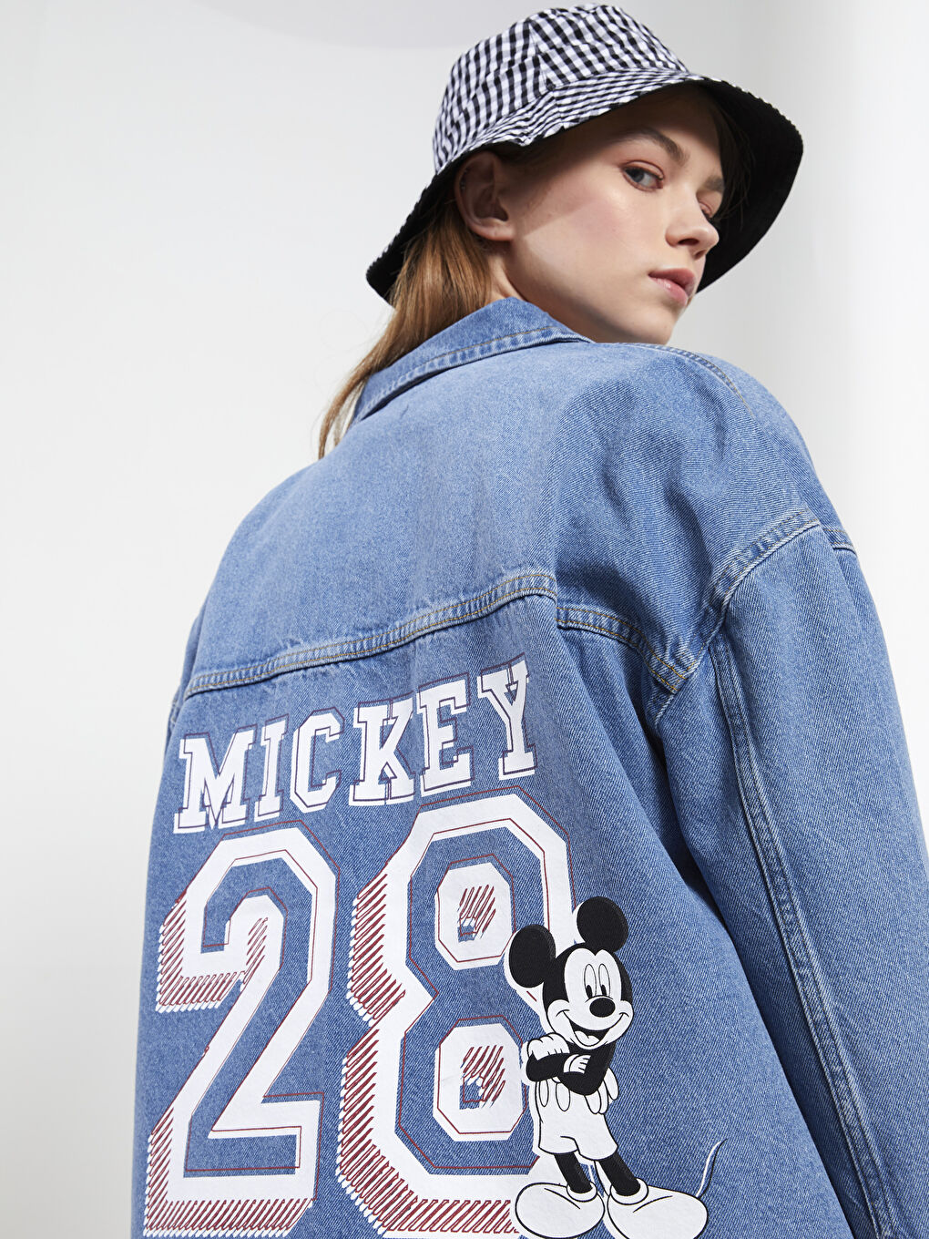 Shirt Collar Mickey Mouse Printed Long Sleeve Women's Rodeo Jean Jacket-3