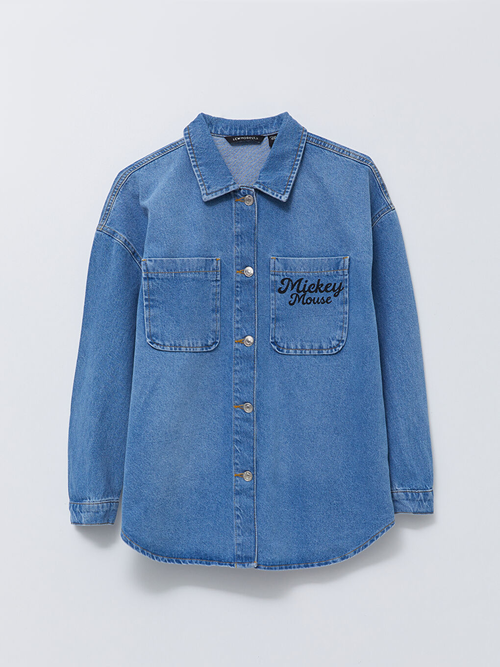 Shirt Collar Mickey Mouse Printed Long Sleeve Women's Rodeo Jean Jacket-6