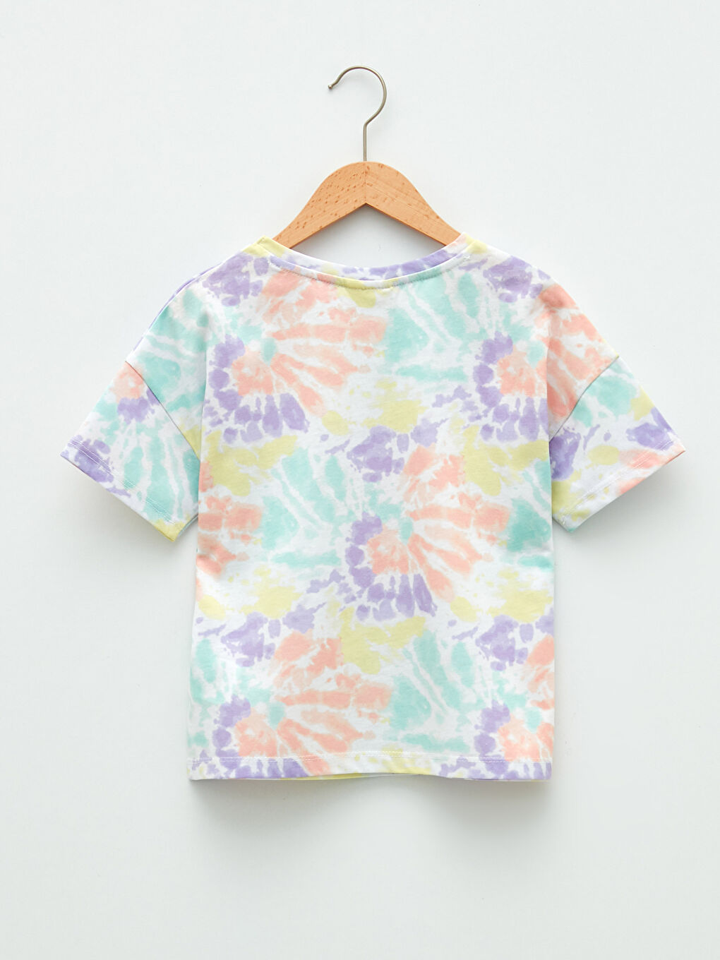 Crew Neck Tie-Dye Patterned Short Sleeve Girls' T-Shirt-1