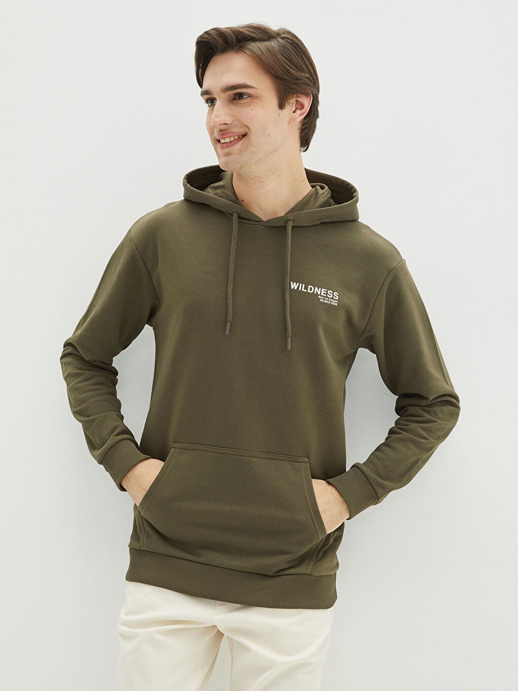 Hanorac Gros Supradimensionat cu Mânecă Lungă Imprimat pentru Bărbați-1